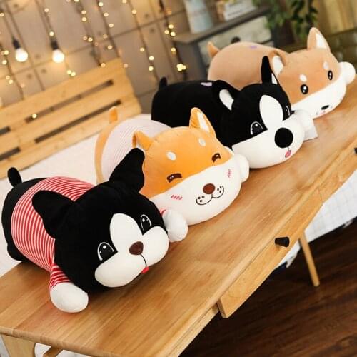 Creative Cute Puppy Plush Doll Long Pillow Kawaii Soft Plush Dog Doll Pillow Funny Home Decoration Holiday Gift