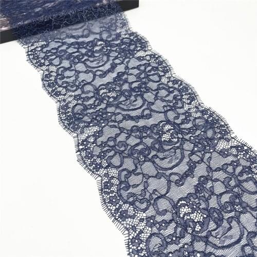 3y/lot Width 7 1/4 inch 18.5cm Dark Blue Shimmer Eyelash No-elastic Lace Trim For Sewing Craft DIY Apparel Fabric Lace Accessory