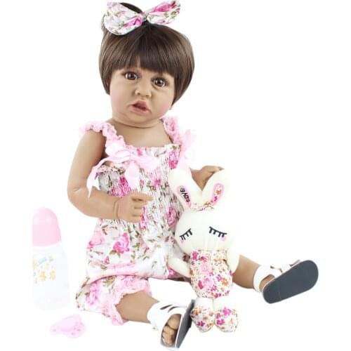New Face 55cm Full Body Soft Silicone Baby Reborn Girl Doll Toys 22" Vinyl Newborn Boneca Birthday Gift Bathe Toy Dress Up