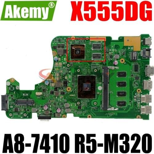 AKEMY X555DG Laptop Motherboard For ASUS X555YI X555Y X555D Original Mainboard 4GB-RAM A8-7410 CPU R5-M320