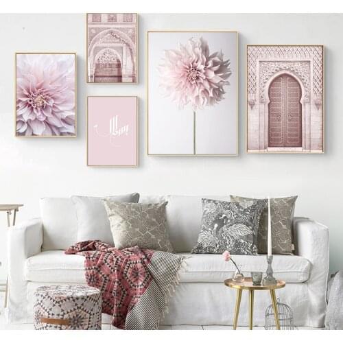Vogue Poster Pink Flower Monaco Door Canvas Painting Modern Living Room Decorative Pictures Dining Backdrop Wall Art Prints