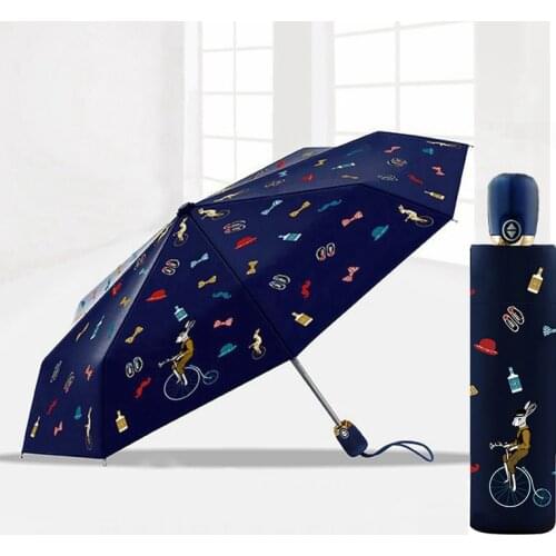 Cartoon Rabbit Automatic Umbrella Rain Women folding Anti-UV Paraguas Windproof Cute Animal Travel Umbrellas Female