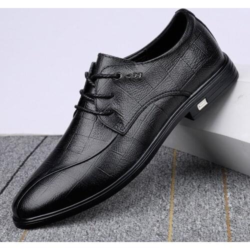 Male Casual Shoes High Quality Soft Genuine Leather Men Dress Oxford Shoes Men Flats Luxury Business Footwear Black Size 36-46
