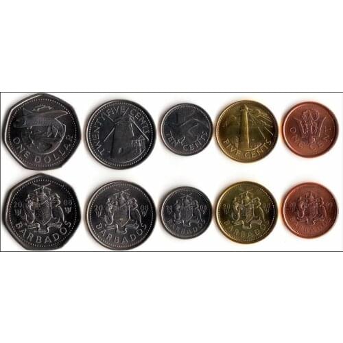 Set 5 Pieces America Barbados Coins New Original Coin Unc Commemorative Edition 100% Real