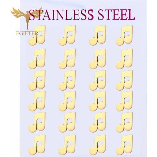 Hip Hop Rock Music Earrings High Quality Stainless Steel Jewelry Wholesale 12 Pairs Stud Earrings Set