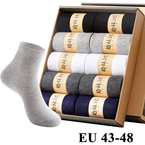 20pcs=10 Pairs/Box Mens Socks Plus Large Big Size 44,45,46,47,48 Business Dress Mature Men Male Socks Calcetines Sox Meias Crew