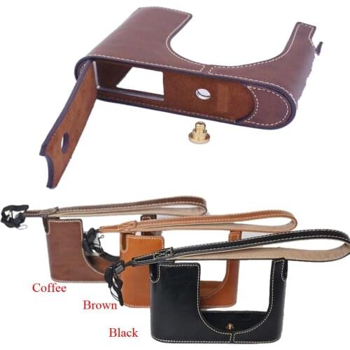 Original Vintage PU Leather Video camera case bag for Leica Q type 116 with wrist strap opening battery easy coffee brown black