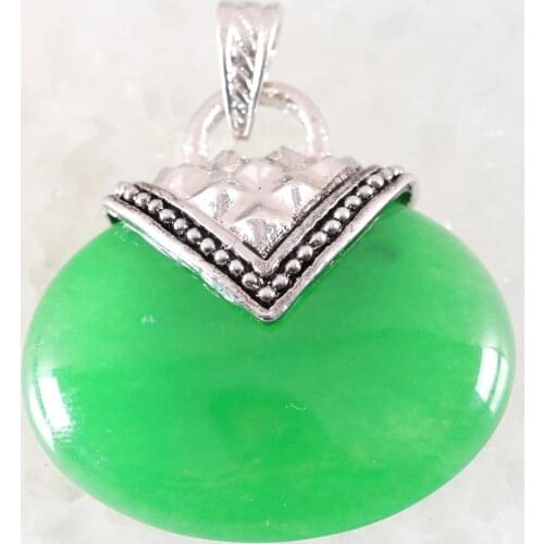 Oval Pendant 40x40MM Natural Stone CAB Cabochon Bead Green Jades Fit Necklace For Men Women Jewelry Gift K1157