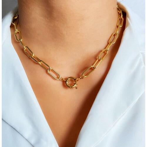 KISS WIFE Vintage Gold Color Irregular Circle Chain Pendant Necklaces For Women Fashion Lock Coin Pendant Necklace Party Jewelry