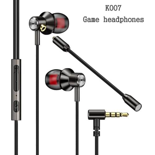 K007 Wired Heavy Bass Music Metal In-ear With Dual Mic Earphone Live Streaming Games Professional Headset Esports 7.1 Channel