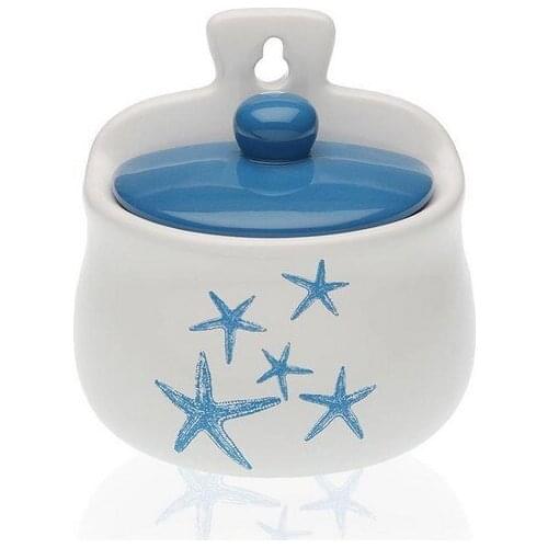 Salt Shaker with Lid Blue Sea Ceramic