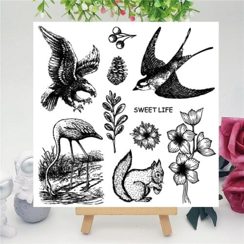 14*14CM forest bird Transparent Seal Clear Stamps Silicone Seal Roller Stamps DIY Scrapbook Album / Card Production Easter