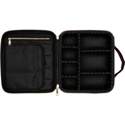 [US-W]Professional High-capacity Multilayer Portable Travel Makeup Bag Strap Rose Red 190813209