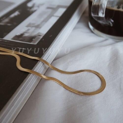 Vintage Simple Design U-shaped Titanium Steel Necklace Flat Snake Bone Chain Necklace for Female Fashion Jewelry Accessories