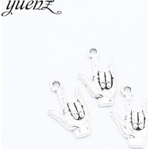 YuenZ 15 pcs Antique Silver color Hand Charms I LOVE YOU Pendant For Bracelets Necklace Jewelry Making 22*12mm I193
