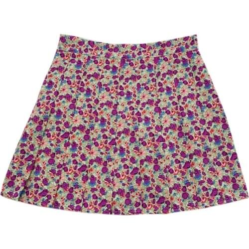 Women Summer Mini Skirts Floral Casual High Waist Female Pleated A Line Beach Boho Skirts