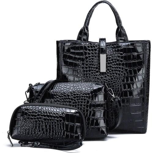 Women Messenger Bag Set Feminina 3Pcs Leather Bags Alligator Handbags Women Famous Brand Shoulder Bag Female Casual Tote