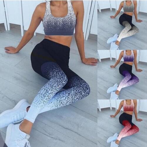 Women High Waist Yoga Leggings Fitness Sport Sexy Gradient Print Yoga Pants Gym Leggins Female Stretch Sport Running Tight Pants