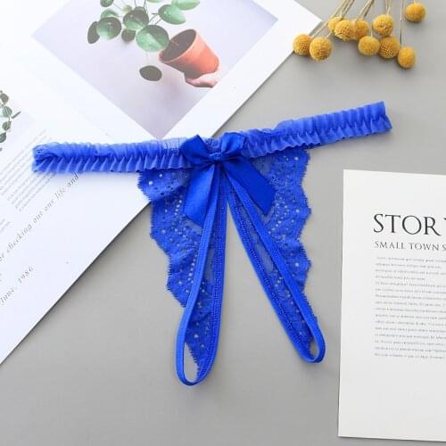 Women Hot Sexy Lingerie Open Thong Crotch Panties T-back Lace Bow Underwear Crotchless Pants Open Back Underpants Briefs #W3