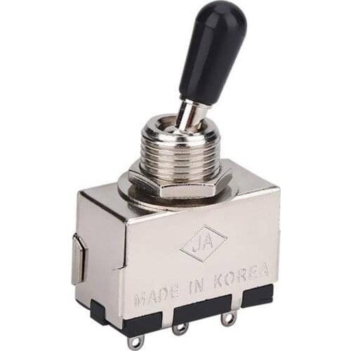 1Pc Guitar 3 Way Toggle Switch, Metal Enclosed 3 Way Selector Switch With Black Tip Knob Replacement Part For Lp Style Electric