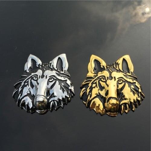 1 Pcs 3D Metal Wolf Emblem Totem Badge Wolf Head Chrome Emblem Car Stickers Motorcycle Car Styling