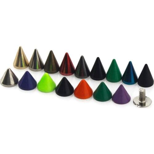 10pcs More Color Brass Bullet Cone Spike Punk Screwback Studs Bag Clothes Leather Craft Phone Case Diy Decor Accessories