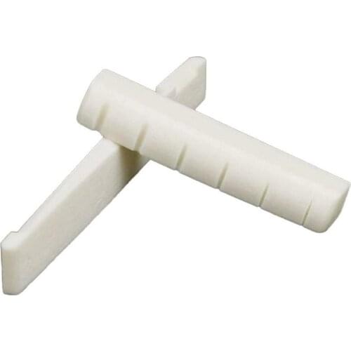 2PCS Guitar Parts 6 String Classical Guitar Bone Bridge Saddle And Nut Ivory Set