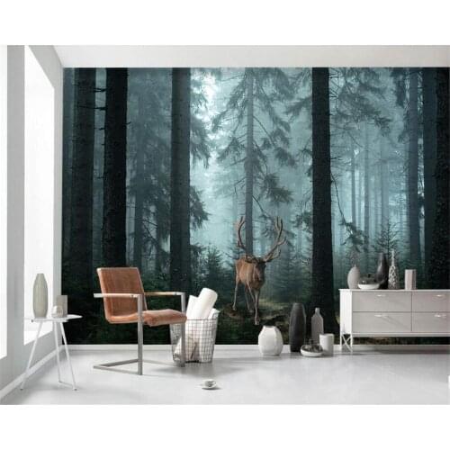 Beibehang Custom living room wall 3d wallpaper Nature forest elk decorative painting background wall wallpaper for walls 3 d