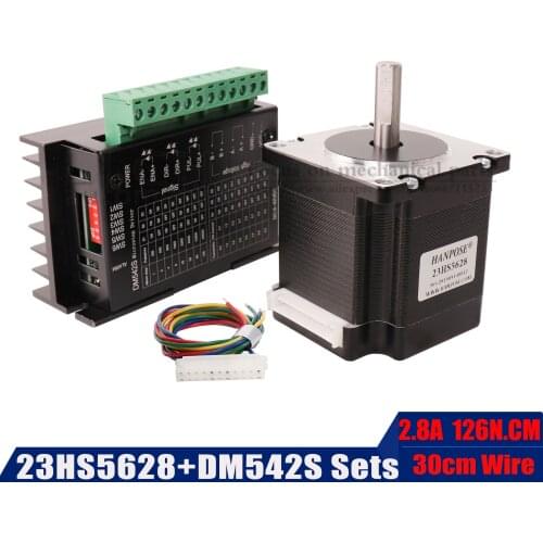 4-lead Nema 23 Stepper Motor 23HS5628 motor 126N.cm with 4A 9~42V DM542S driver for 3D Printer Robot