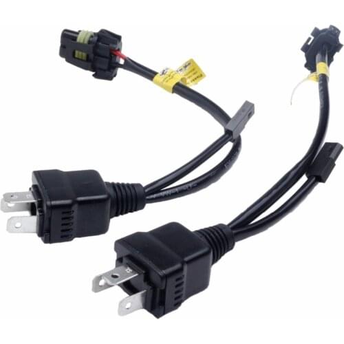 2pcs H4 Bi-xenon Control Line Relay Wiring Harness Controller Wires Retrofit Connector Mini Projector Lens Line H4 Hi/Low Line