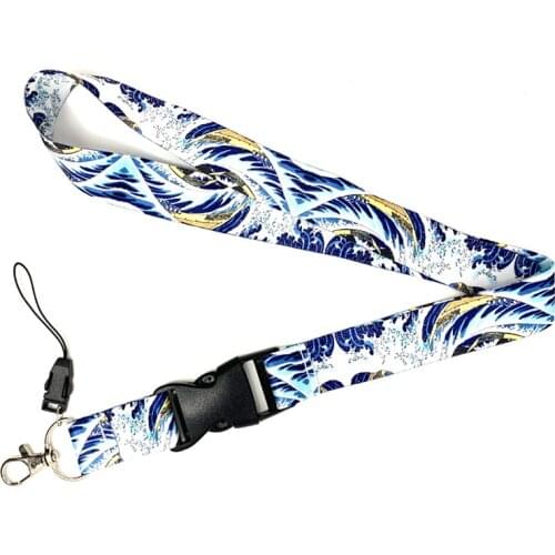 Great Wave Off The Coast Of Kanagawa Hokusai Painting Art Keychain Lanyard For Keys USB ID Card Badge Holder Mobile Phone Rope