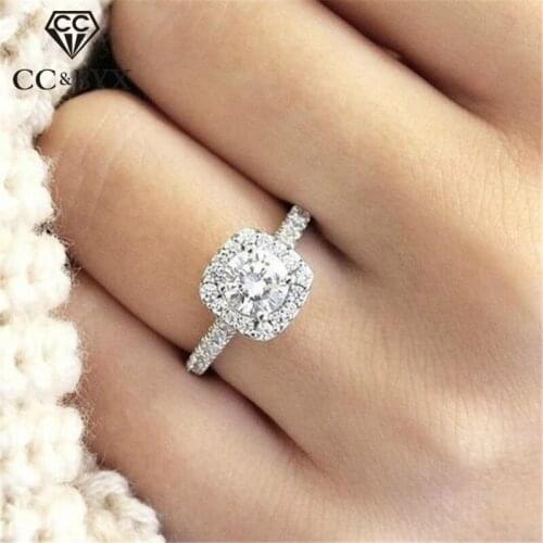 CC Classic Jewelry Wedding Rings For Women Cubic Zirconia Square Stone Simple Ring Bridal Engagement Anel Drop Shipping CC2176
