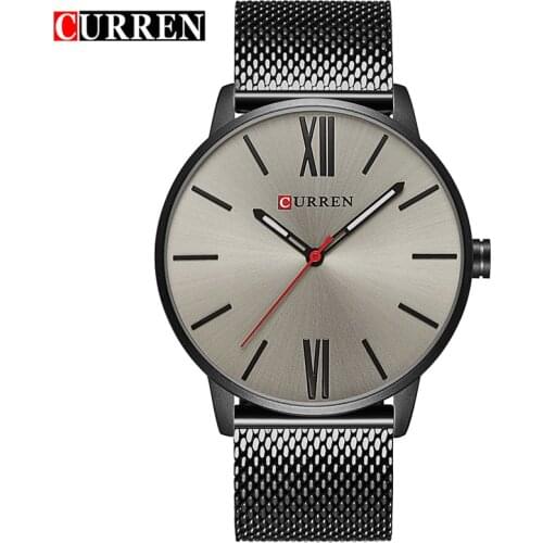 New CURREN Mens Watches Top Brand Luxury Sports Quartz Watch Men Casual Mesh Strap Waterproof Wristwatch Mens Relogio Masculino