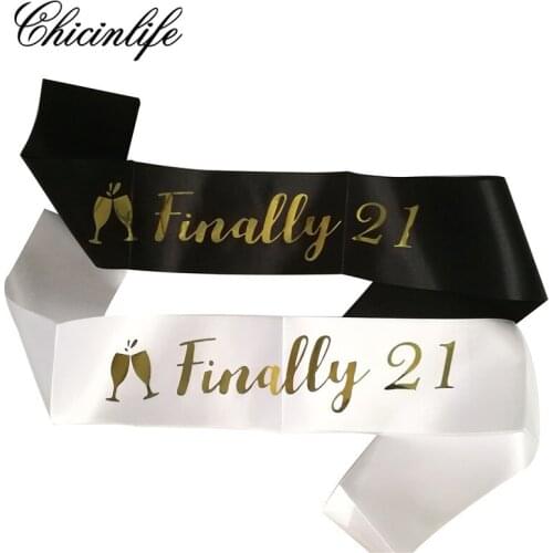 Chicinlife 1Pcs Finally 21 Sash 21st Birthday Girl Party Sash Favors Age Adult Gifts Party Decoration Supplies