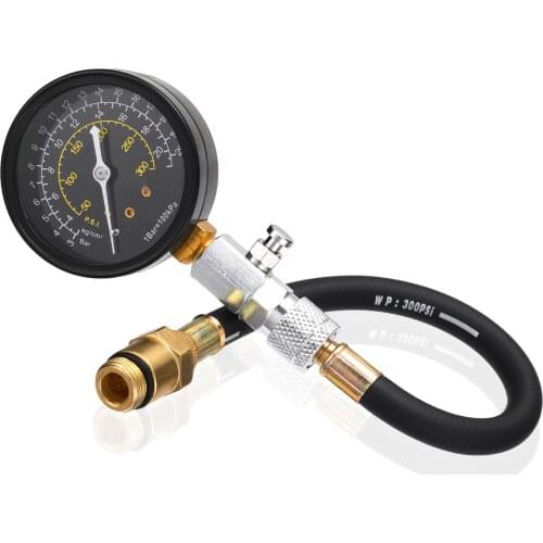 Engine Oil Pressure Tester Gauge 3-20bar/4-20kg/cm²/50-300PSI Metal Compression Oil Pressure Gauge for Cars Trucks Motorcycles