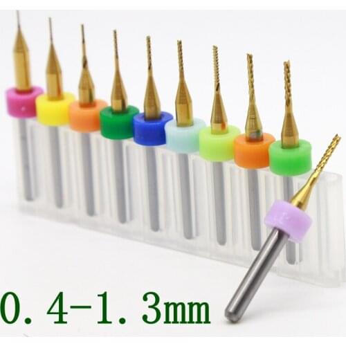 0.4-1.3mm Titanium Coating Milling Cutter 10PCS Carbide Swallowtail Cutting Machine CNC Wood Router Metal End Milling CutterTooL