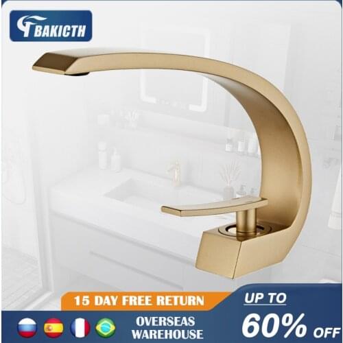Bakicth Black Bronze Curved Basin Faucet Multi-Colored Washbasin Crane Chrome Single Handle Cold Hot Water Mixer Tap Bathroom
