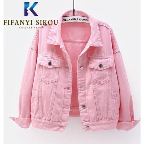 Candy Colors Denim Jackets Women Korean Casual Fashion Bomber Jacket Loose Plus Size Jeans Jacket Female 2021 Spring Short Coat