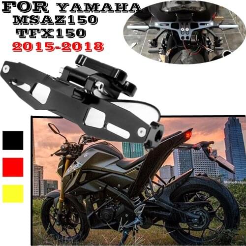 Motorcycle License Plate Bracket CNC Aluminum Mount Frame With LED White Light for YAMAHA TFX150 MSLAZ150 2015-2018
