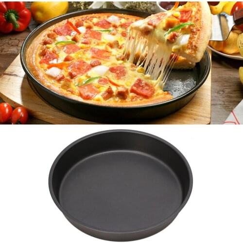 Round Deep Dish Pizza Pan Non-stick Pie Tray Baking Kitchen Tool 22cm/24cm Carbon Steel