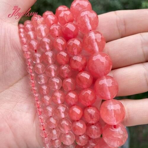 Round Faceted Pink Watermelon Glass Crystal Stone Loose Beads 15"for DIY Accessories Women Men Necklace Bracelets Jewelry Making