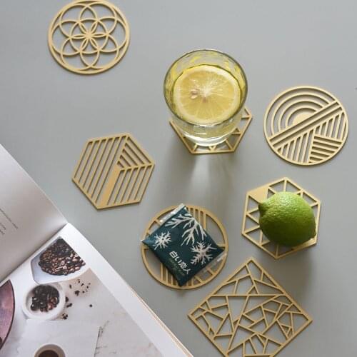 Brass Coffee Cup Mats Heat Resistant Saucer Drink Coasters Gold Copper Coaster For Tea Cup Teaware Holder Table Decoration