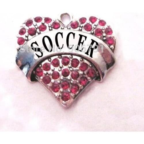 Multicolor! 100pcs a lot rhodium plated fashion SOCCER Crystal Heart Pendant accessories