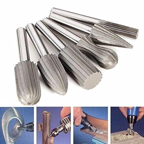 6pcs/lot Carbide Cutter Rotary Burr Set CNC Engraving Bit Rotary File Bur Burr Grinding Shank 6mm 1/4 For Grinding Metal/Plastic