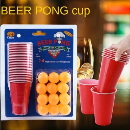 1 Set Of 48pcs Beer Pong Game Kit Tennis Balls Cups Board Games Party Supplies For KTV Bar Pub 24PCS Cups And 24PCS Balls
