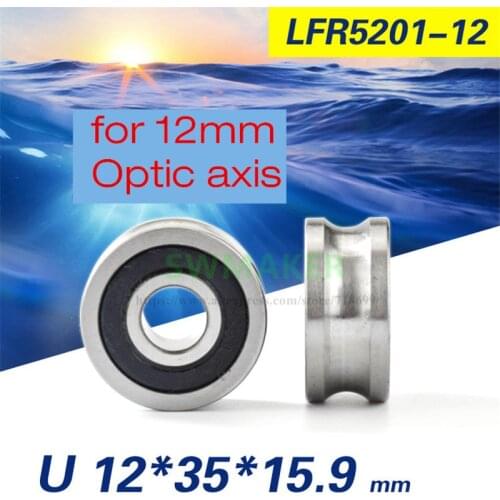 1pcs 12*35*15.9mm LFR5201-12mm track optical axis, U groove bearing pulley / rolling wheel, 12mm diameter optical axis / track