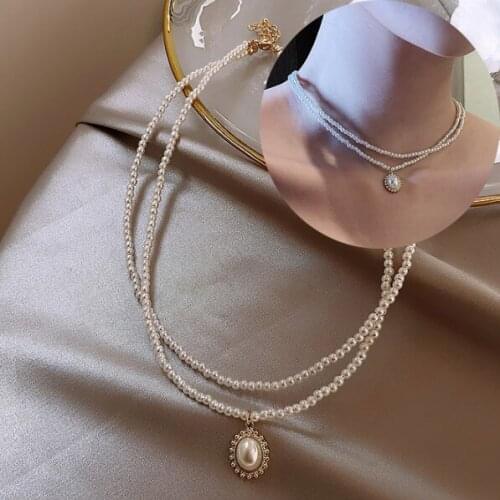 Layered Short Pearl Delicate Choker Necklace for Women Beads Necklace Wedding Jewelry on Neck Lady Pearl Choker Collar Gifts