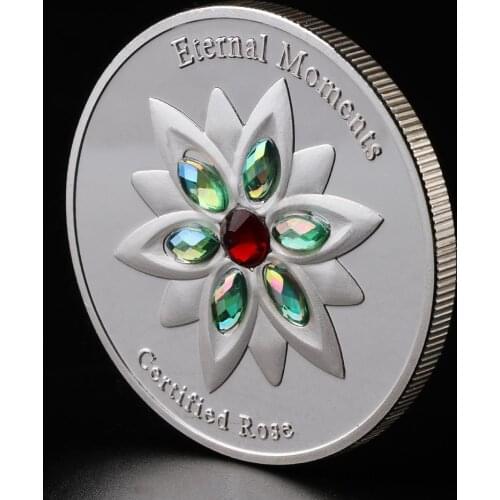 Limited Edition Diamond-set Eternal Moments Rose Commemorative Coin Love Confession Propose Marriage Memorial Gift Coins