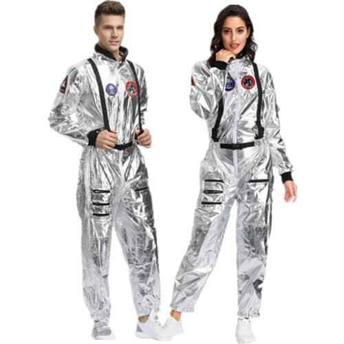 Couples Astronaut Costumes Halloween Carnival Party Costume Adult Fancy Cosplay Space Jumpsuit for Women Men Plus Size