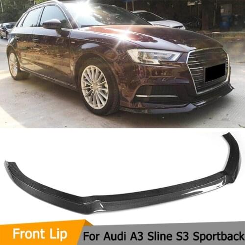 Carbon Fiber Car Front Lip Apron Spoiler For Audi S3 A3 8V SLINE Sportback Hatchback 2017 2018